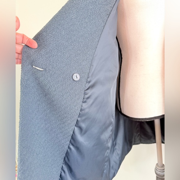 Avec Les Filles Shawl Collar Coat in Steel Wool Grey Slate Blue Peacoat - Picture 9 of 12